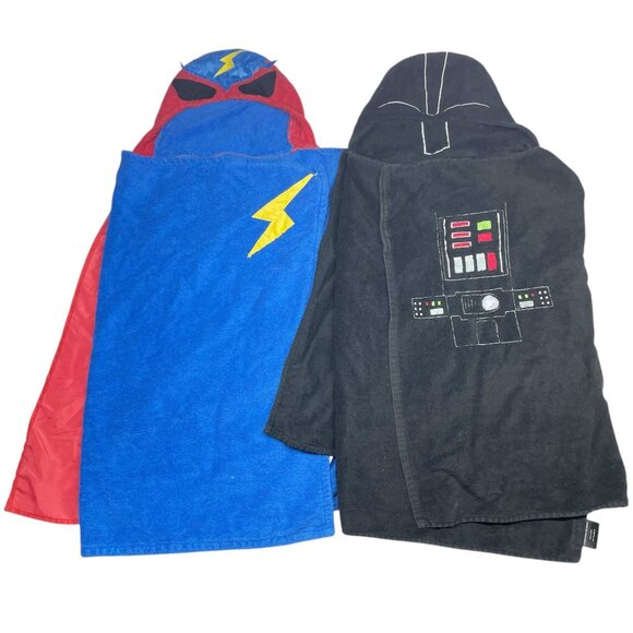 Kids OS Superhero / Darth Vader Hooded Towel Bundle Star Wars Beach Pool Bath - Picture 1 of 12